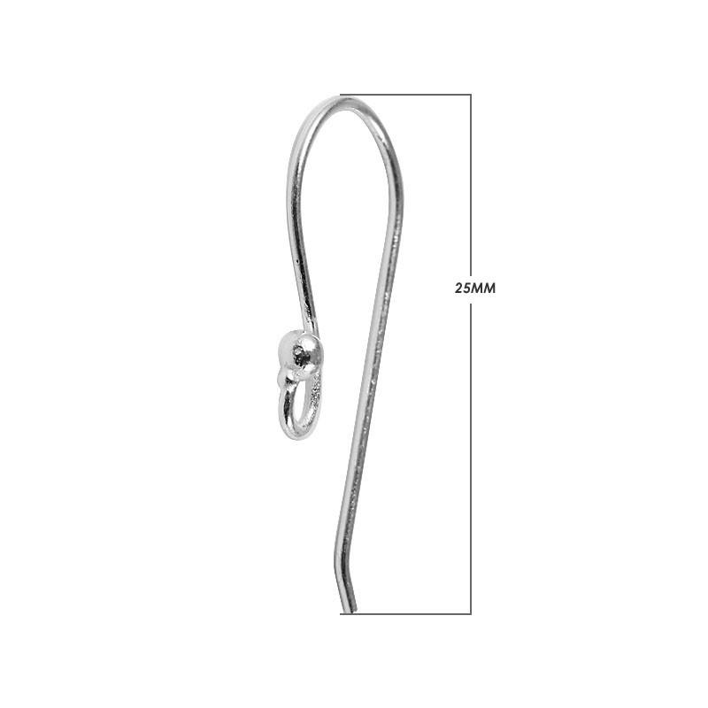 Sterling Silver Long Beaded Hook Earwire For Jewelry Findings