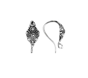 Sterling Silver Floral Bali Earwire For Jewelry Findings