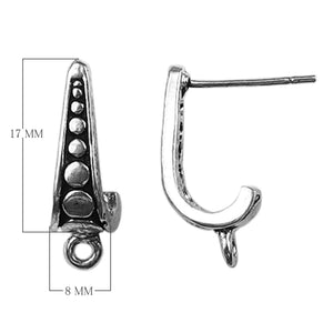 Sterling Silver Bali Dotted Design Earwire Post For Jewelry Findings