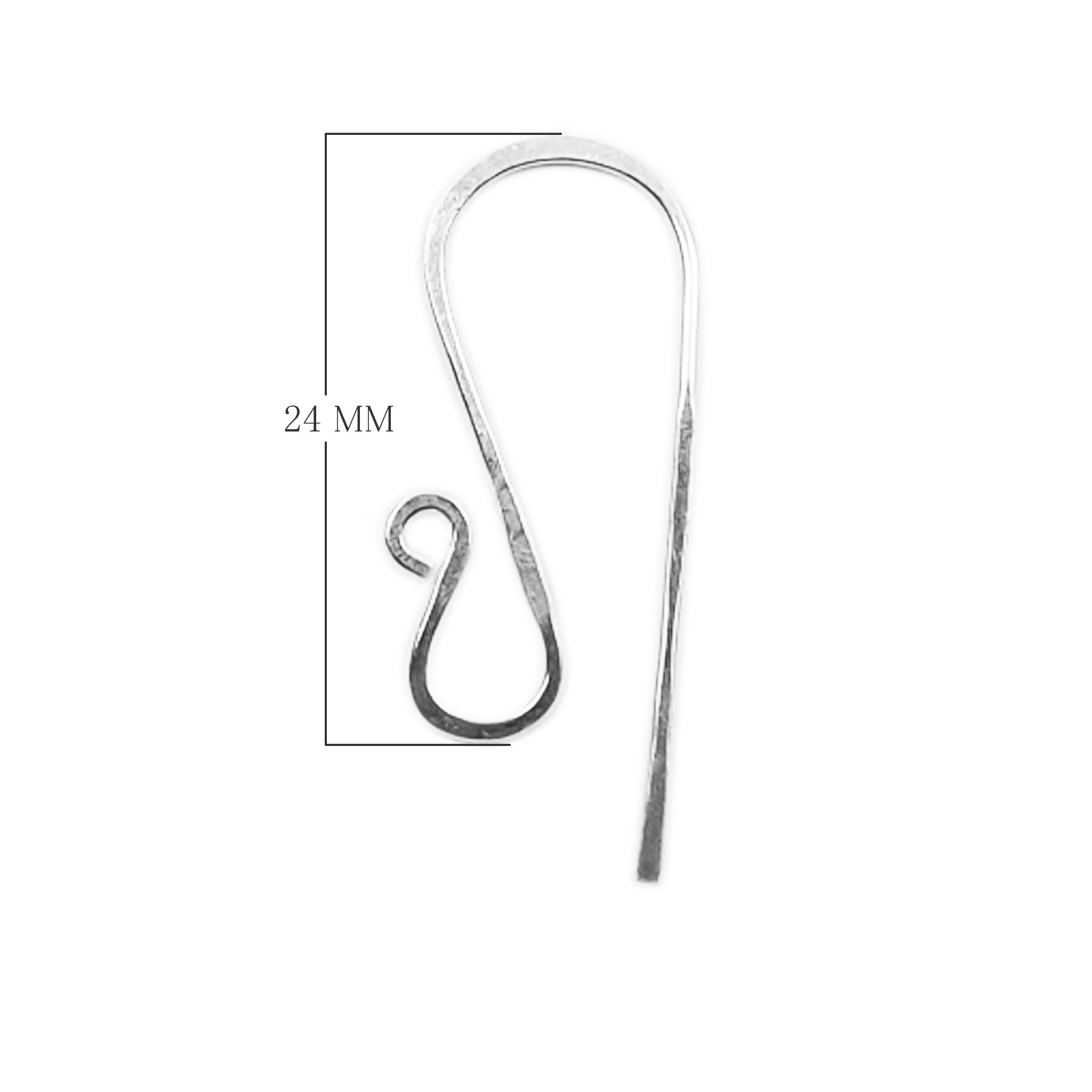 Sterling Silver Hammered Hook Earwire For Jewelry Findings