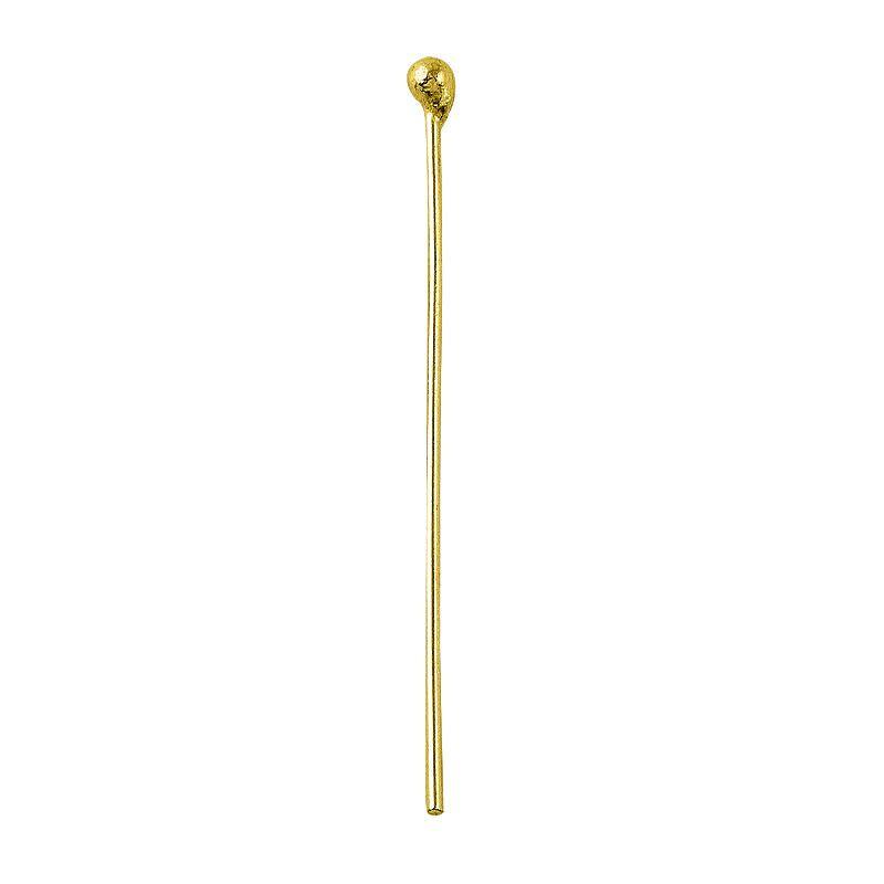 Minimalist long gold-overlay copper stick pin with rounded tip for jewelry making.