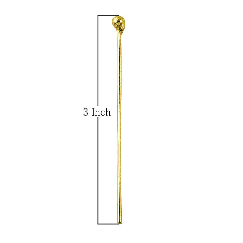 HPG-100-3" 18K Gold Overlay 22 Gauge Head Pin A wonderfully simple and useful head pin with a ball tip Beads Bali Designs Inc 