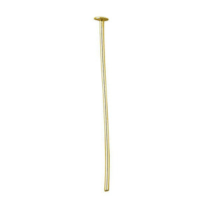 Long gold-overlay copper flat-head stick pin for jewelry making.