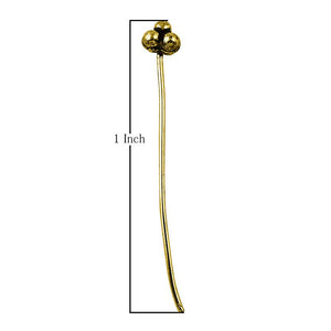 Gold-overlay copper pin with textured triple-bead decorative head.