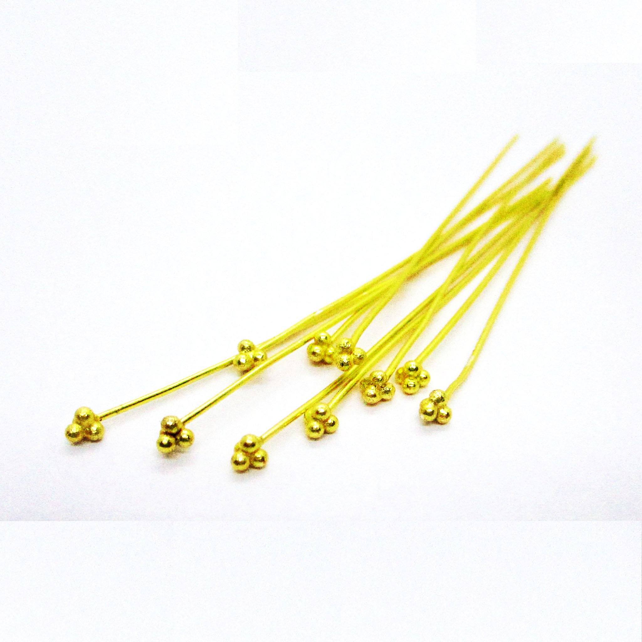 18K gold overlay copper head pin with granulated tri-bead top.