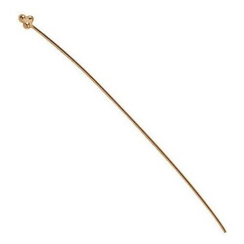 Long 18K gold overlay copper head pin with granulated tri-bead top.