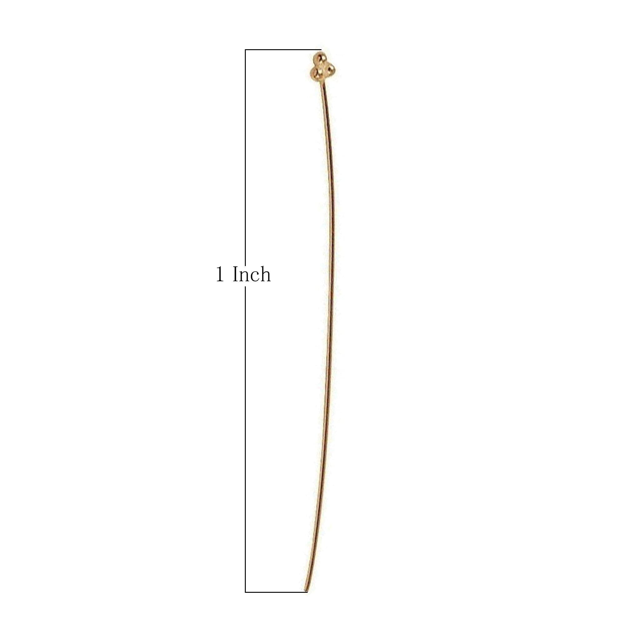 Long 18K gold overlay copper head pin with granulated tri-bead top.