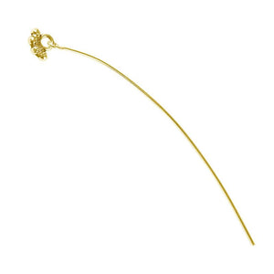 Long 18K gold overlay copper head pin with floral granulated cluster.
