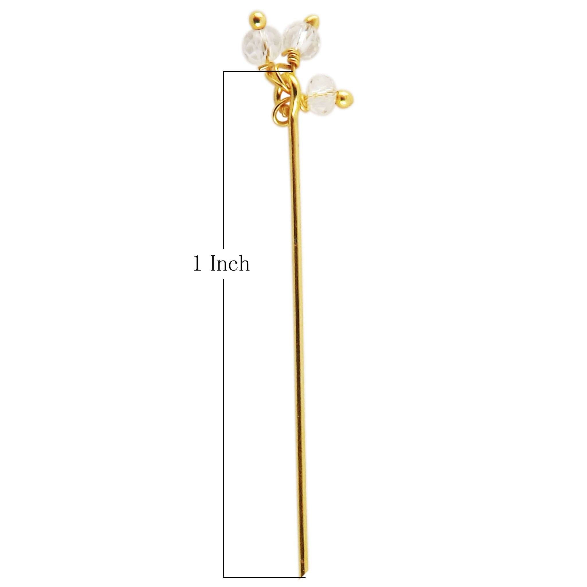 18K gold overlay copper head pin with White Crystal Quartz bead cluster.