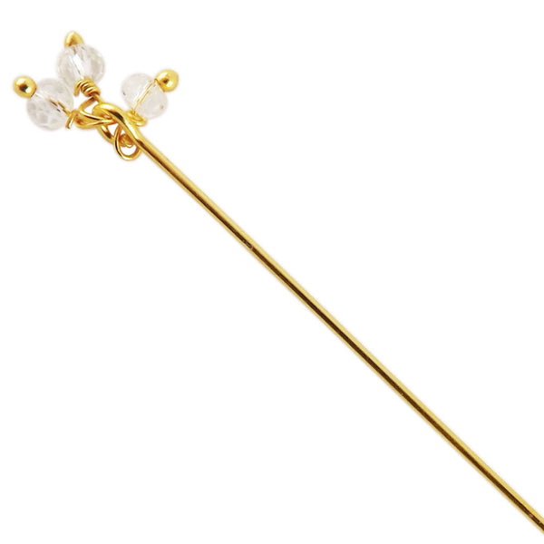 18K gold overlay copper head pin with White Crystal Quartz bead cluster.