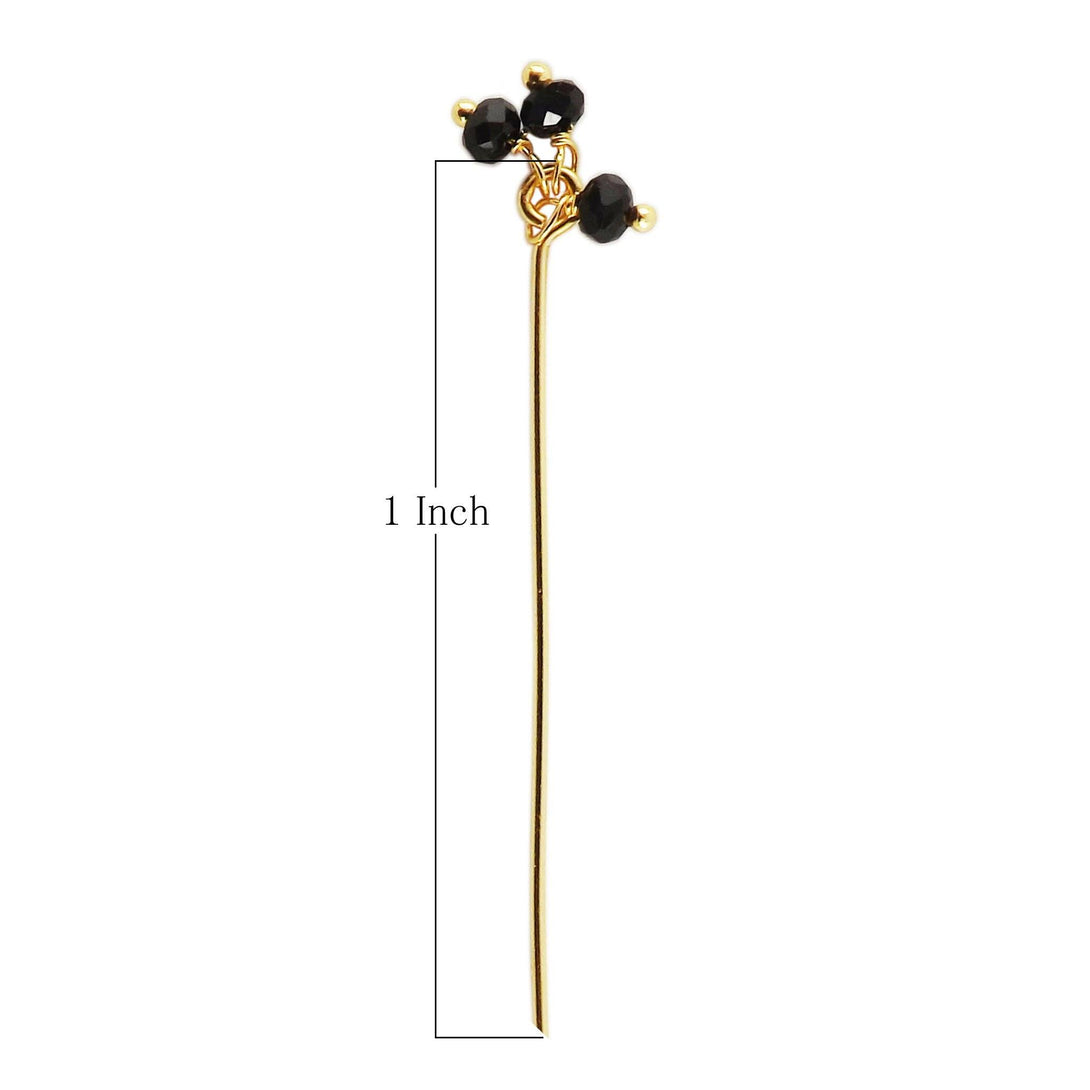 18K gold overlay copper head pin with Black Crystal Quartz bead cluster.