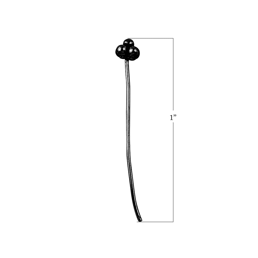 HPR-103-1" Black Rhodium Overlay 22 Guage Head Pin With Granulated Tip Beads Bali Designs Inc 