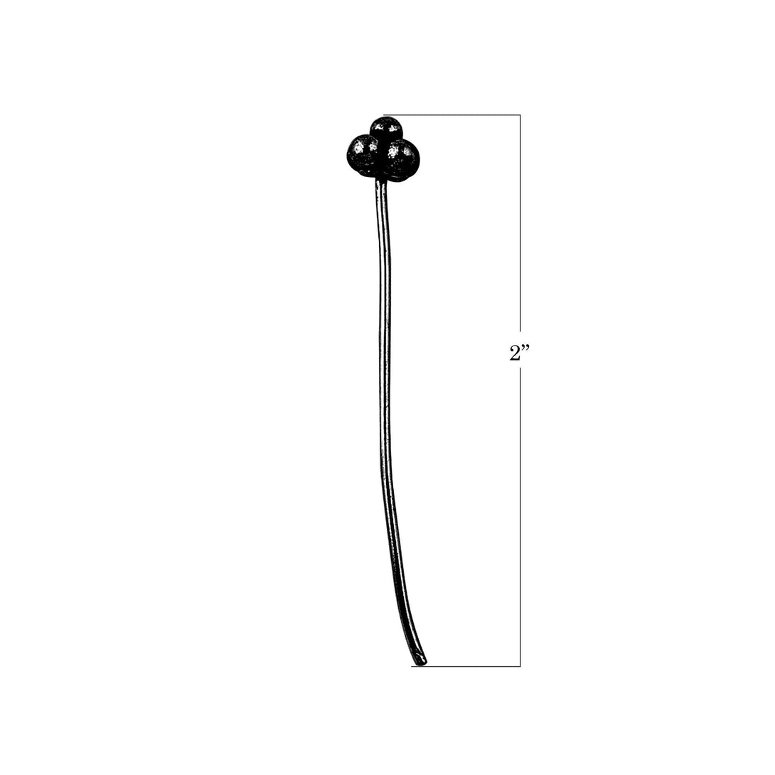 HPR-103-2" Black Rhodium Overlay 22 Guage Head Pin With Granulated Tip Beads Bali Designs Inc 