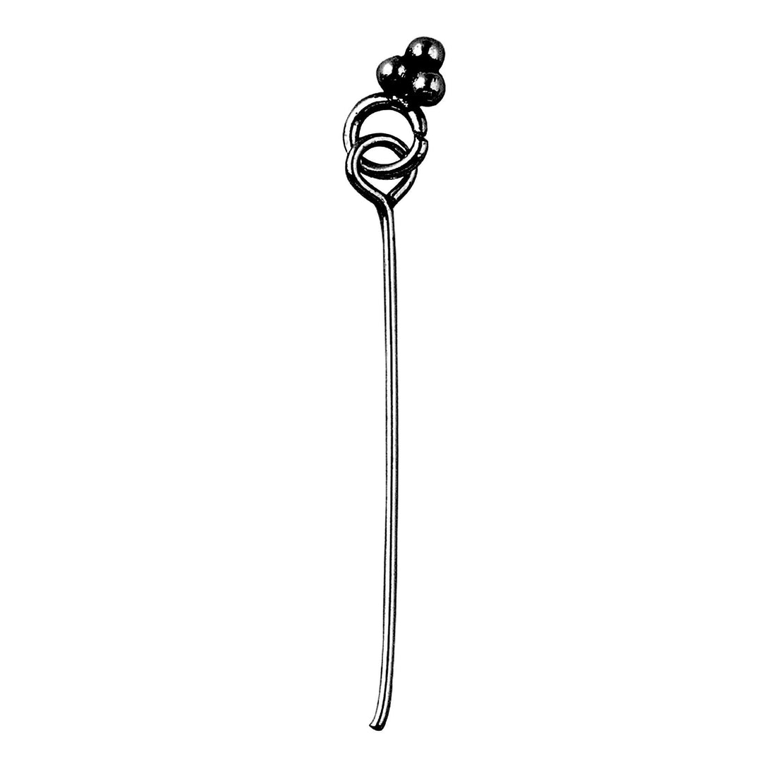 Handcrafted decorative twisted eye pin with black rhodium overlay over copper made in India for wholesale jewelry use.