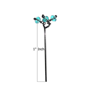 Handcrafted black rhodium overlay over copper pin with blue crystal quartz cluster made in India for wholesale jewelry use.