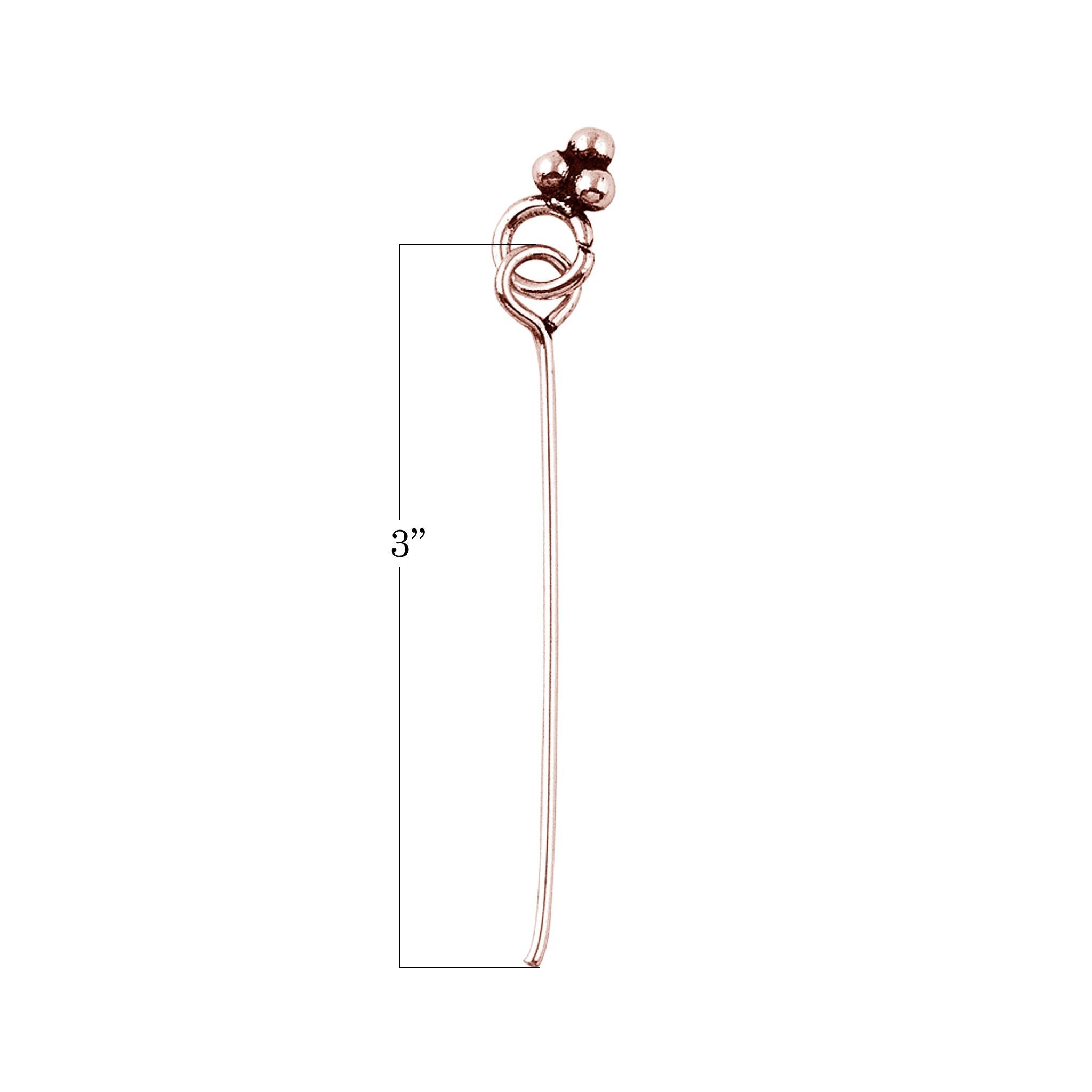 Handcrafted rose gold overlay over copper ball head pin made in India for wholesale jewelry making.