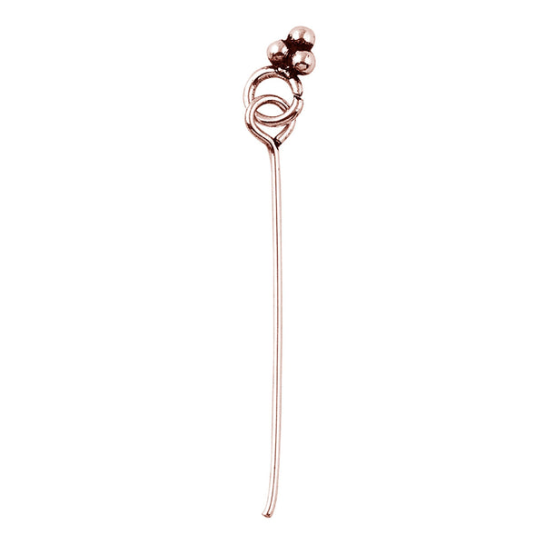 Handcrafted rose gold overlay over copper ball head pin made in India for wholesale jewelry making.