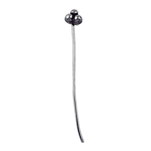 Handcrafted silver overlay over copper triple-ball head pin made in India for wholesale jewelry manufacturing.