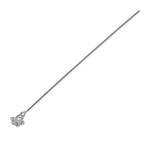 Long silver overlay over copper head pin with cluster-ball top handcrafted in India for wholesale jewelry manufacturing.