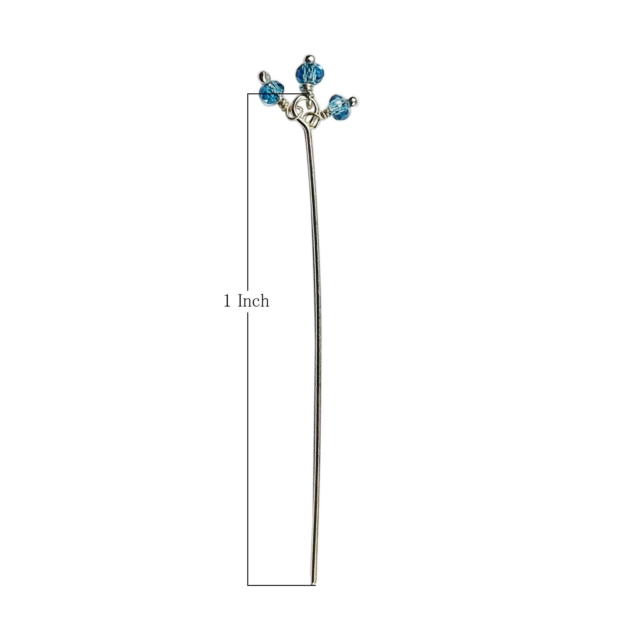Silver overlay over copper headpin with blue crystal quartz beads handcrafted in India