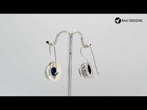 Sterling silver oval Kyanite Quartz dangle earrings