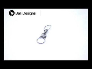 Silver overlay over copper clasp hook handcrafted in India with oval ring design and polished finish