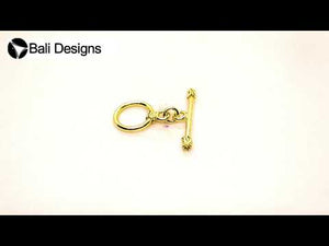 18K Gold Overlay Toggle Clasp with round ring and decorative bar, handcrafted in India for wholesale jewelry making