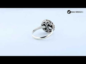 Sterling Silver Round Shape Designer Statement Ring With Abalone Shell For Wholesale