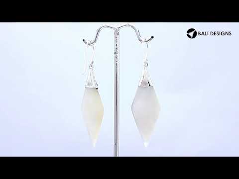 Mother Of Pearl Sterling Silver Diamond Drop Earwire Earrings