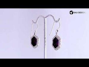 Sterling Silver Abalone Shell hexagon frame earrings with polished finish and Earwire lock for wholesale collections.