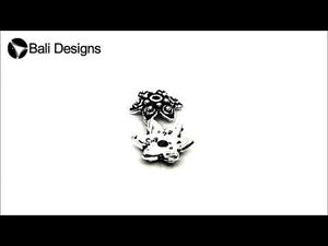 Silver overlay over copper bead cap handcrafted in India with antique floral design