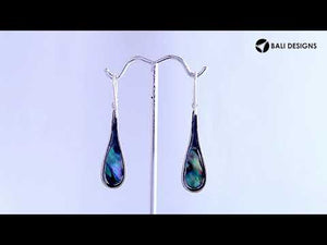 Teardrop Silver Earrings With Mother Of Pearl Inlay