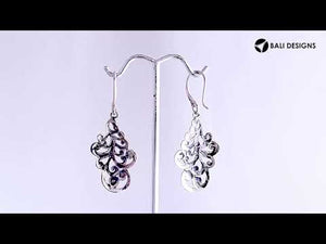 Sterling Silver filigree scroll drop earrings with Earwire and polished finish for wholesale jewelry collections.