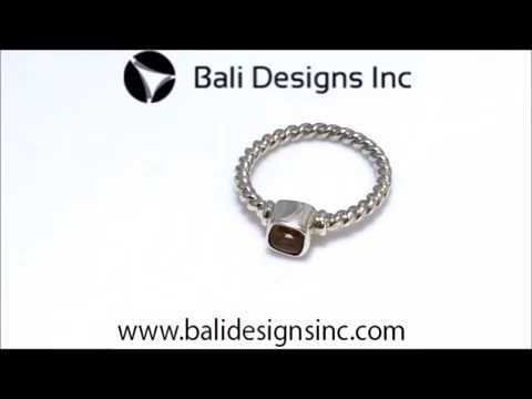 Wholesale Sterling Silver Citrine Quartz Cushion Rope Ring – 925 Silver Jewelry From Bali