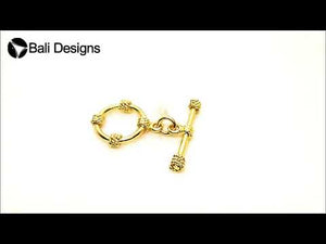 18K gold overlay toggle clasp with circular ring and rope wrap accents, handcrafted jewelry finding from India