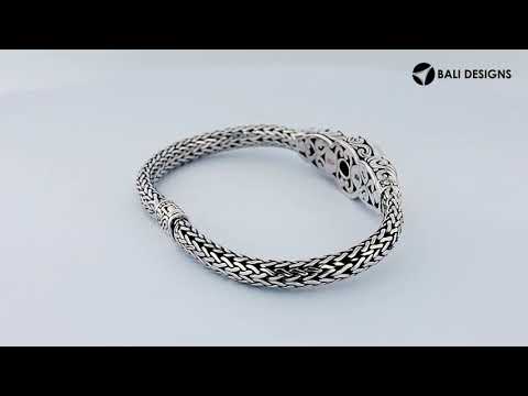 Wholesale Sterling Silver With 18K Gold Pearl Woven-Chain Bracelet With Heart Accents