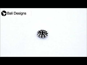 Silver Overlay Over Copper antique double beaded round spacer jewelry component, handcrafted in India, shown in detailed front view.