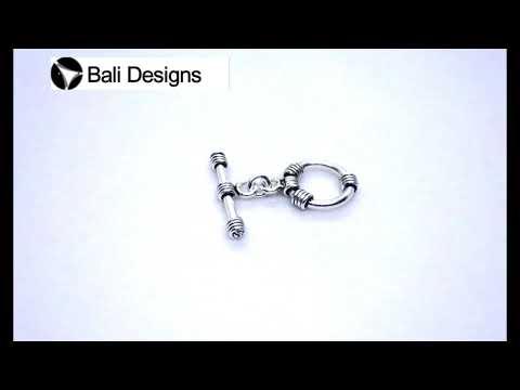 Silver Overlay multi-band toggle clasp with circular wrapped ring and bar, wholesale Bali jewelry finding for bracelets and necklaces.