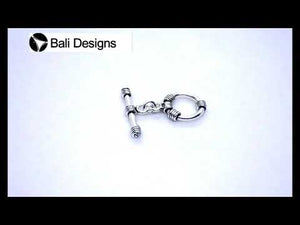 Silver Overlay multi-band toggle clasp with circular wrapped ring and bar, wholesale Bali jewelry finding for bracelets and necklaces.