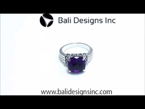 Sterling Silver Beautiful Designer Amethyst Quartz Cushion Heritage Statement Ring With Balinese Detailing.