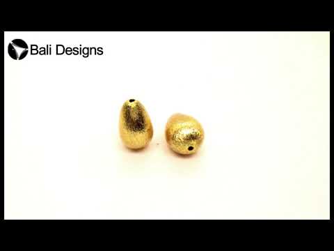 Textured Gold Overlay Teardrop Bead With Brushed Finish