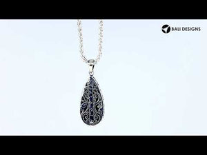 Wholesale sterling silver teardrop pendant with abalone shell inlay, handcrafted Bali jewelry for bulk buyers and boutiques.