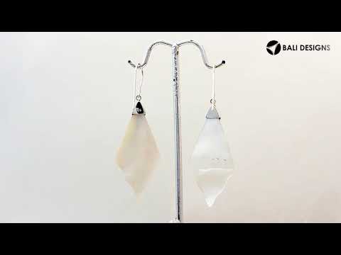 Mother Of Pearl Fan Shape Silver Earrings