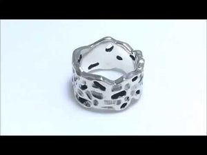 Sterling Silver handcrafted beautiful pattern ring wholesale from Bali, Indonesia with polished and oxidized finish