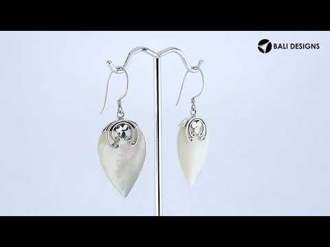 Sterling silver Mother Of Pearl teardrop earrings with earwire lock