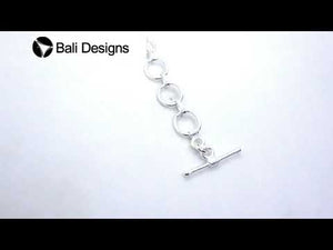 Silver Overlay chain toggle clasp with multiple oval links and bar-and-ring closure, handcrafted in India for wholesale jewelry findings.