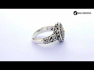 Wholesale Sterling Silver With 18K Gold Diamond Mandala Bloom Ring With Balinese Carvings.