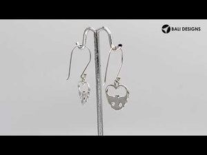 Wholesale Sterling Silver Sleek Open-Heart Tapered Drop Earrings With Bright Polish And Balinese Craftsmanship