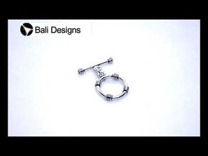 Silver Overlay textured toggle clasp with round ring and wire-wrapped accents, wholesale jewelry finding for bracelets and necklaces.