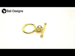 18K Gold Overlay Double-Chain Round Toggle Clasp with polished golden finish, handcrafted in India